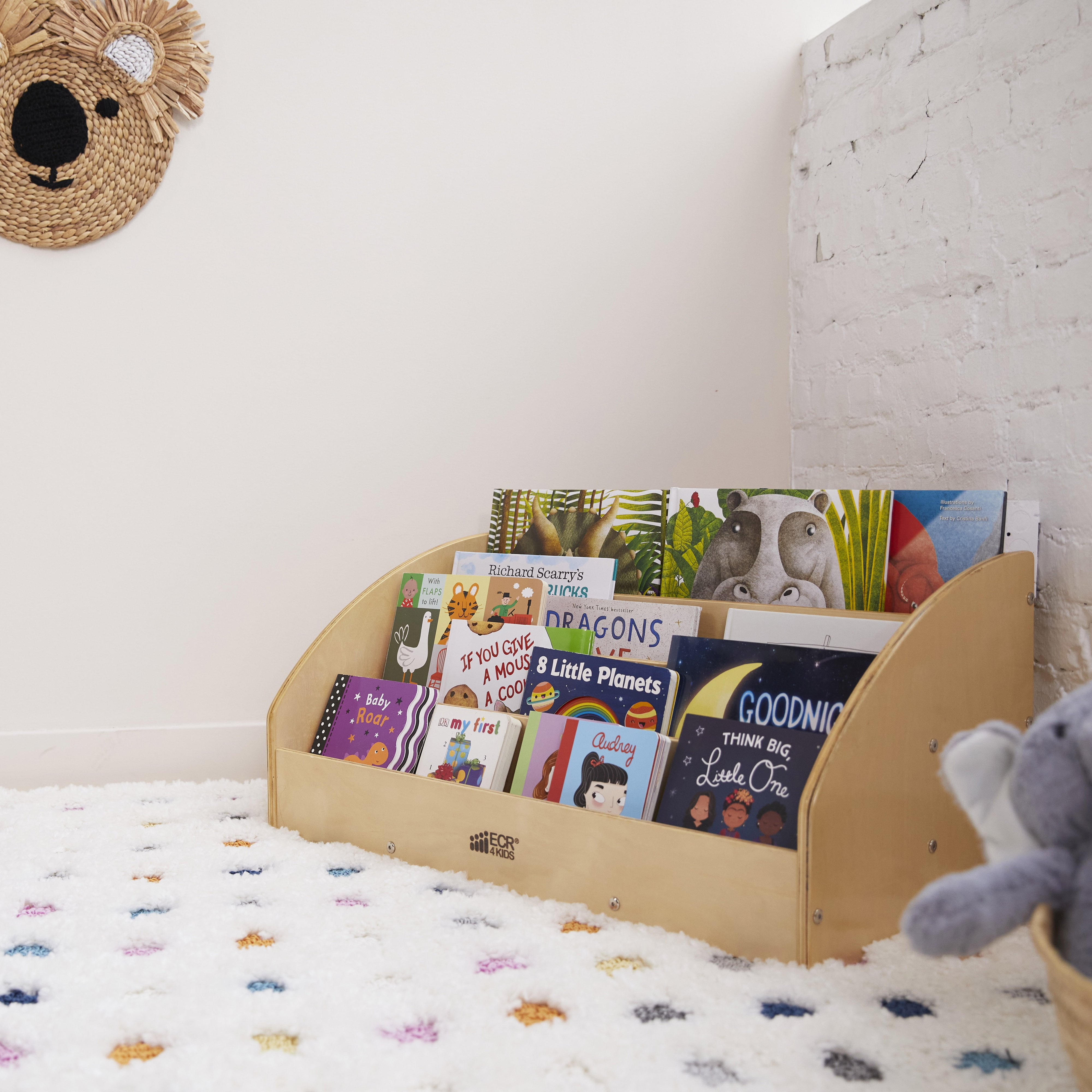 ECR4Kids Wooden Forward-Facing Toddler Book Display, Beginner Bookshelf, Natural