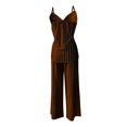 thumbnail image 5 of HAYIMI Womens Summer Outfits Sets 2 Pieces Striped Outfit Sleeveless Casual Tank Tops With High Neck And Matching Trousers Solid Color Breathable Clothing Sets, 5 of 5