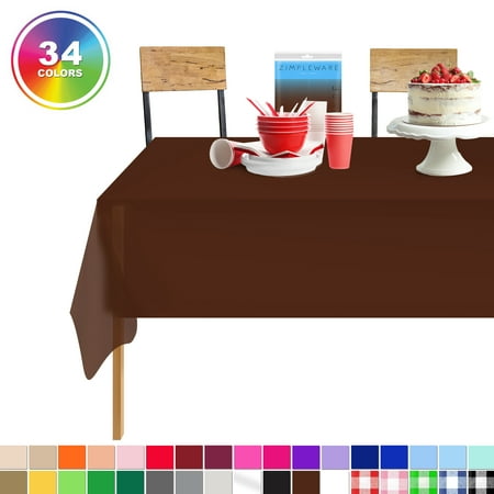 Brown 6 Pack Standard Disposable Plastic Party Tablecloth 54 Inch. x 108 Inch. Rectangle Table Cover By Zimpleware