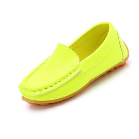 Generic Toddler Baby Girls Boys Soft Slip On Loafers Dress Flat Shoes Boat Shoes Casual Comfortable Breathable Shoes Autumn Winter Clothes for Home Outdoor Indoor4-4.5 Years Yellow