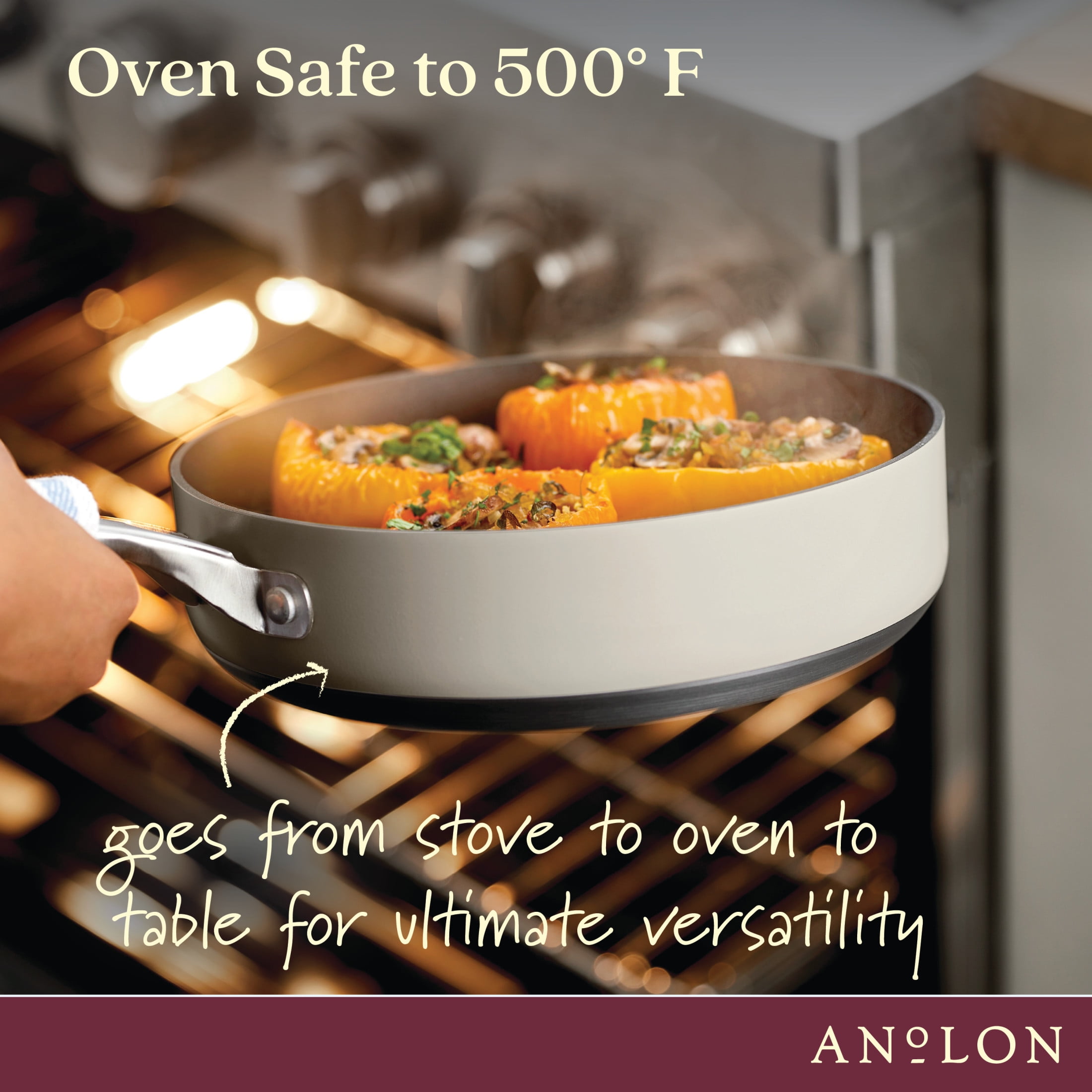 Anolon Achieve Hard Anodized 10 Piece Nonstick Cookware Pots and Pans Set, Silver