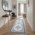 thumbnail image 3 of DEORAB 2x3 Area Rugs Floral Medallion Print Pattern Dusty Blue Low Pile Lightweight Machine Washable Non Slip Door Mat for Entryway, Front Door, Bathroom, 3 of 5