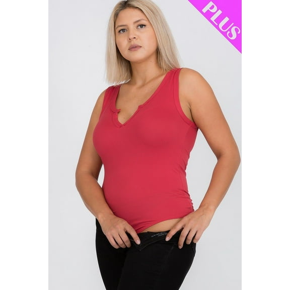 Plus Size Split Neckline Bodysuit Top