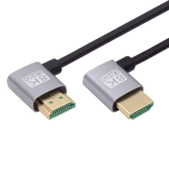 JSER HDMI 2.1 Ultra Thin HDTV Cable 8K 4K Hyper Super Flexible Slim Cord Left Angled to Right Angled 90 Degree Type-A for Computer HDTV