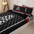 thumbnail image 3 of Homewish Racing Flag Zipper Twin Comforter Sets with Fitted Sheet and 2 Pillowcases for Kids Boys, Monogrammed A Zipper Bedding Set,4-Piece, Black Reversible, 3 of 6