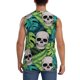 thumbnail image 4 of Balery Skull and Palm Leaves Camisetas sin mangas para hombre, absorbe la humedad y protege contra el mal olor.-X-Large, 4 of 7