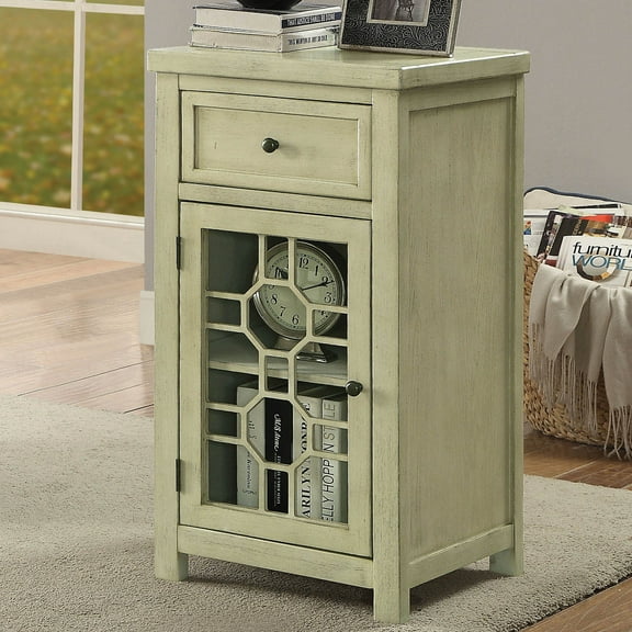 Emma 1-Drawer Solid Wood Side Table, Antique White