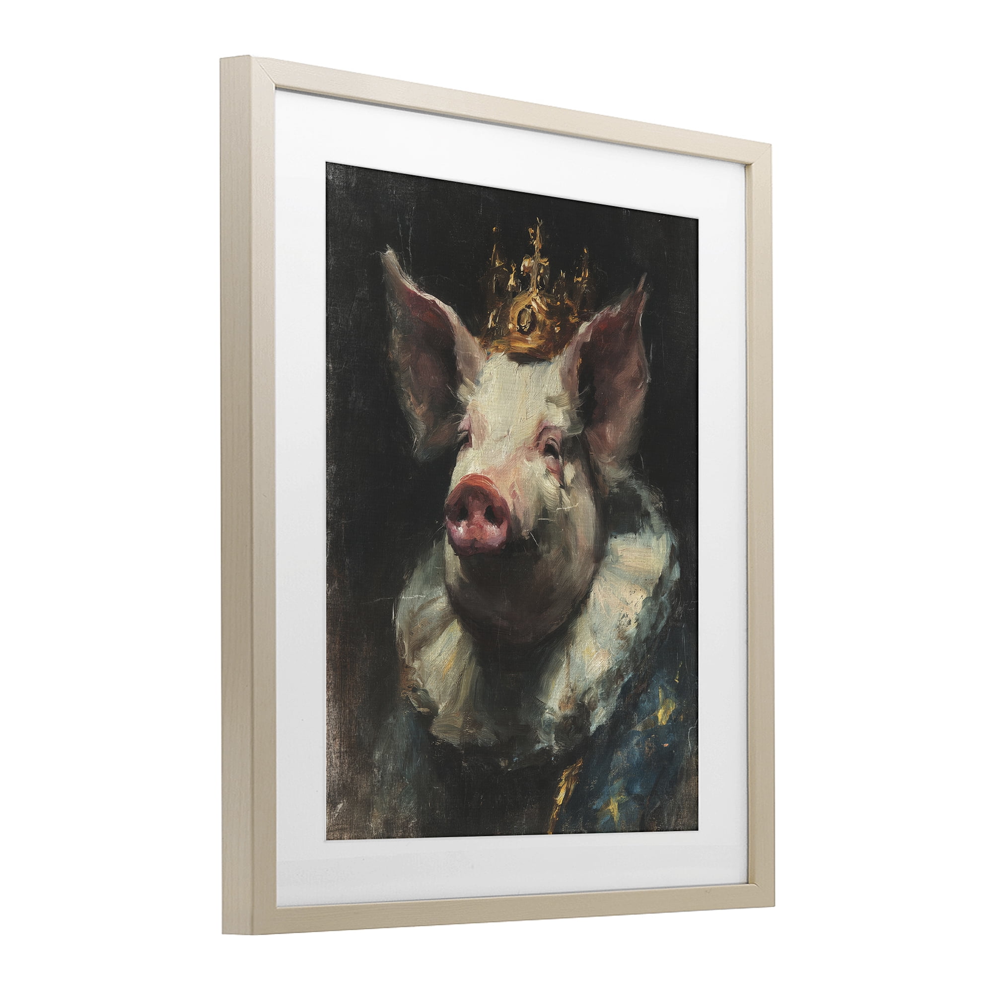 Stupell Industries Crowned Imperial Pig Birch Framed Print Under Glass, design by Svetlana Aleynikova