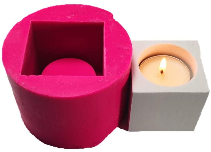 Cement Candle Holder Concrete Geometric House Candlestick Silicone Mold Cement Candle Holder Concrete Geometric House Candlestick Silicone Mold
