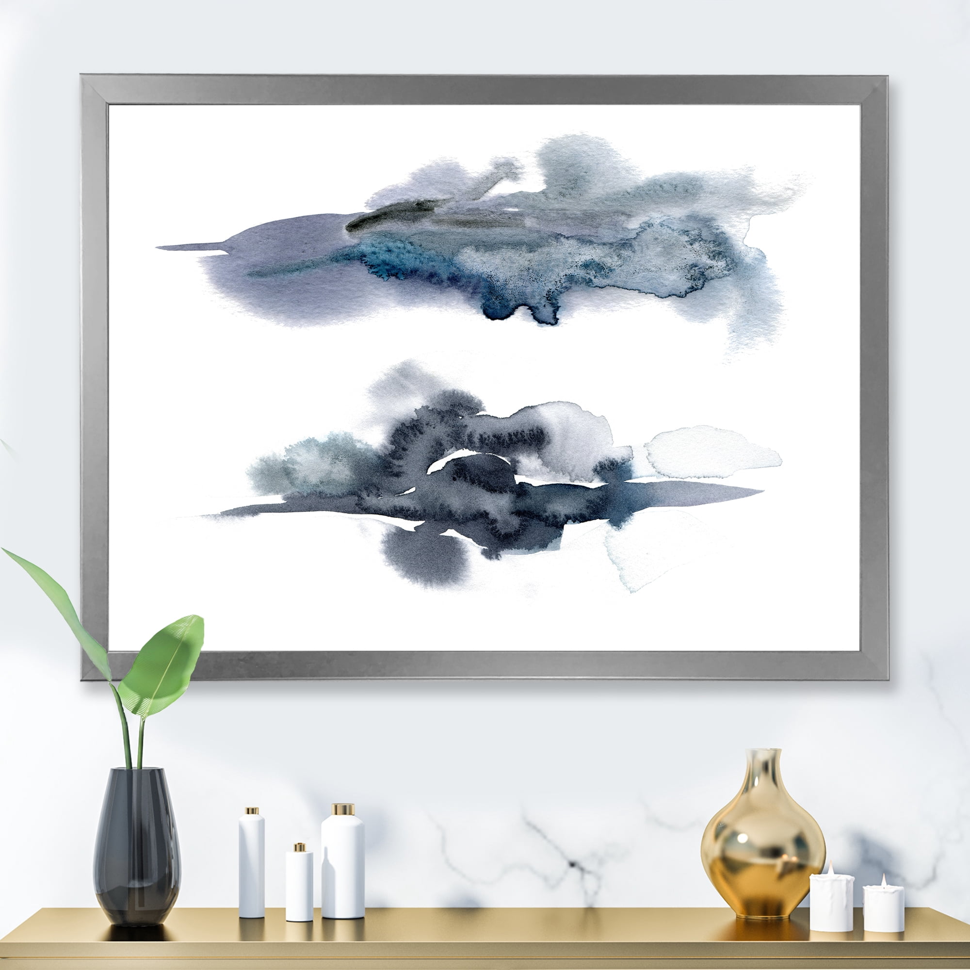 Designart 'Abstract Of Clouds Dark Blue Colored I' Modern Framed Art Print