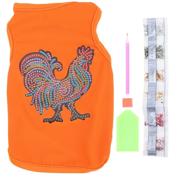 Pet Clothing Pet Cotton Clothes with DIY Resin Diamond Painting Tools for PuppiesOrange M