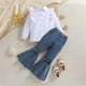 thumbnail image 2 of Odeerbi 6M-4Y Conjuntos Para Niñas Camisa de Manga Larga Con Volantes Pantalón Vaquero Acampanado Conjunto de Dos Piezas Pantalón Vaquero Conjunto, 2 of 9