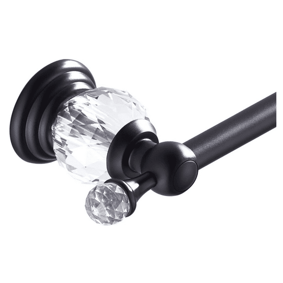 Crystal Tow, Black Adjustable Towel Rack, Single Hand Towel Holder Bathroom Shower Towel Rail Rod Mod Luxury Wall Mount Matte Black