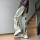 thumbnail image 2 of Pantalones vaqueros rectos retro para hombre, lavados, talla XS, corte de bota, tiro bajo, ajustados, estilo informal, gótico, clásico, punk, holgados, 2 of 5