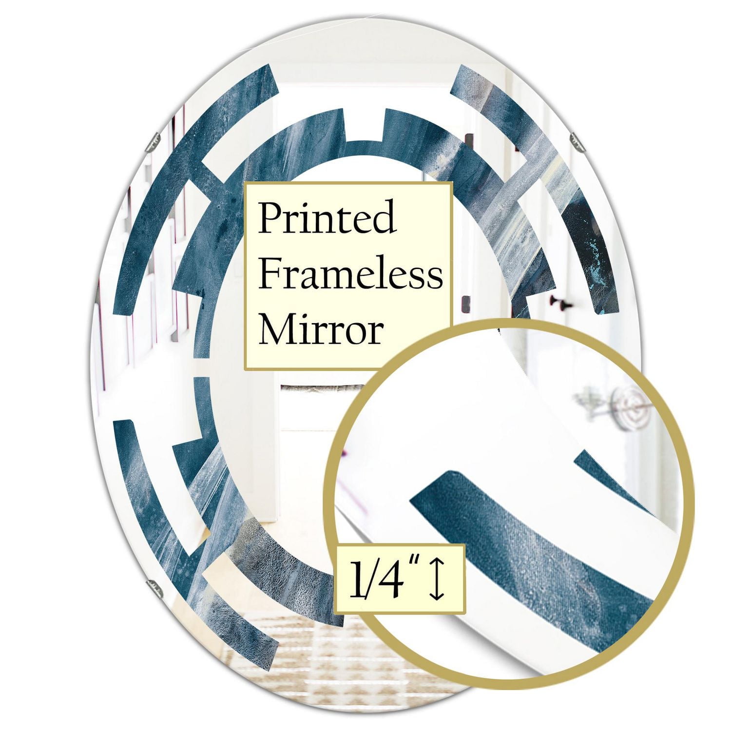 Designart 'Splash Blue Indigo' Modern Oval Wall Mirror - Space 24x36