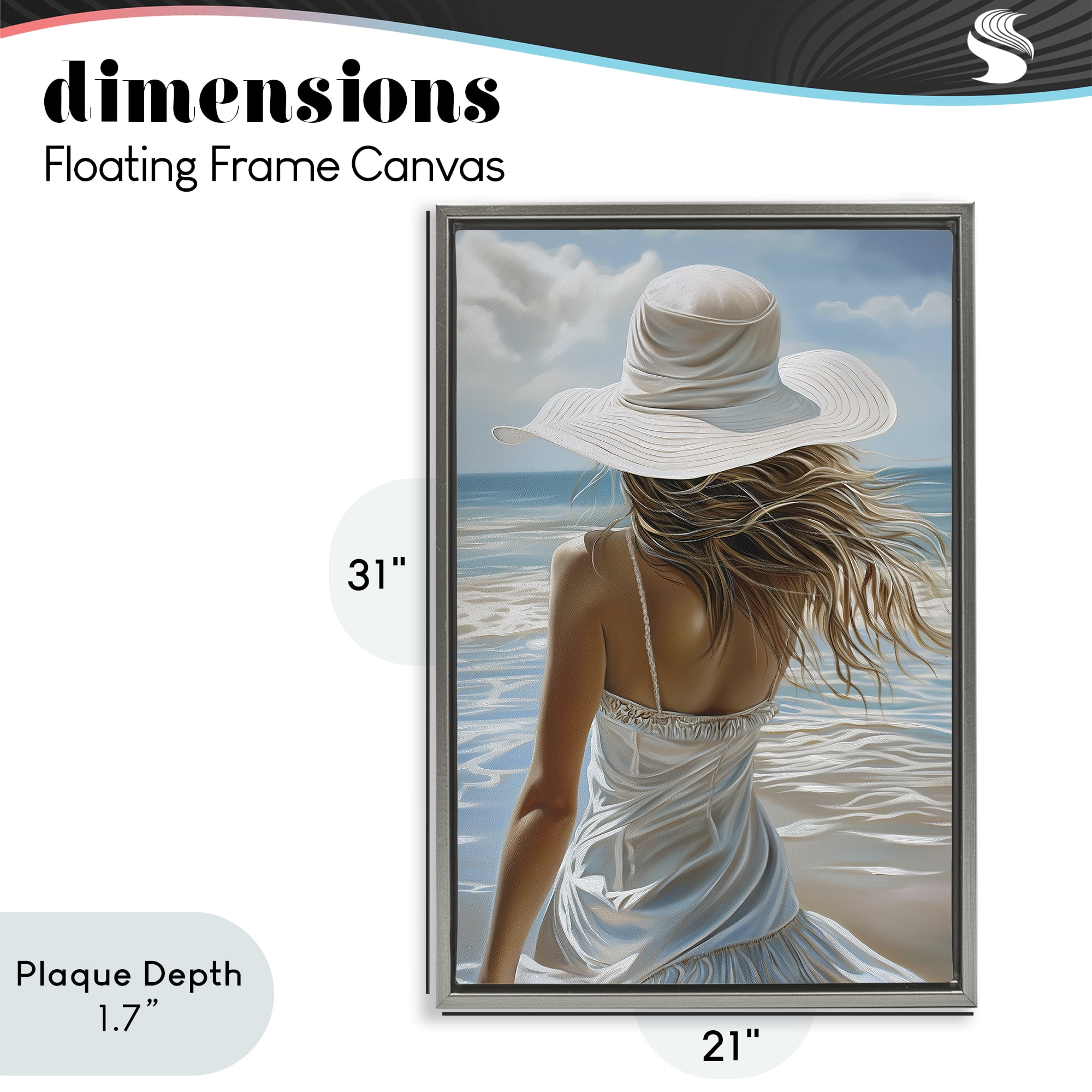 Stupell Industries Seaside Breeze & Flowing Dress Gray Framed Floater Canvas Wall Art, design by Imagine It Images