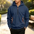thumbnail image 2 of HBGVBA Big Boys Fleece Quarter Zip Hoodie,Solid Color Thick Hooded Pullover Top Loose Relaxed Long Sleeve Warm Casual Daily Fashion 5-15 Years, 2 of 6