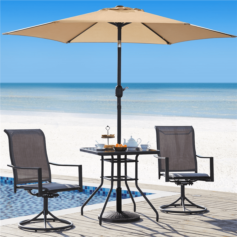 Renwick Patio Market Umbrella Base with Water-Resistant Coating, Rustic Silver