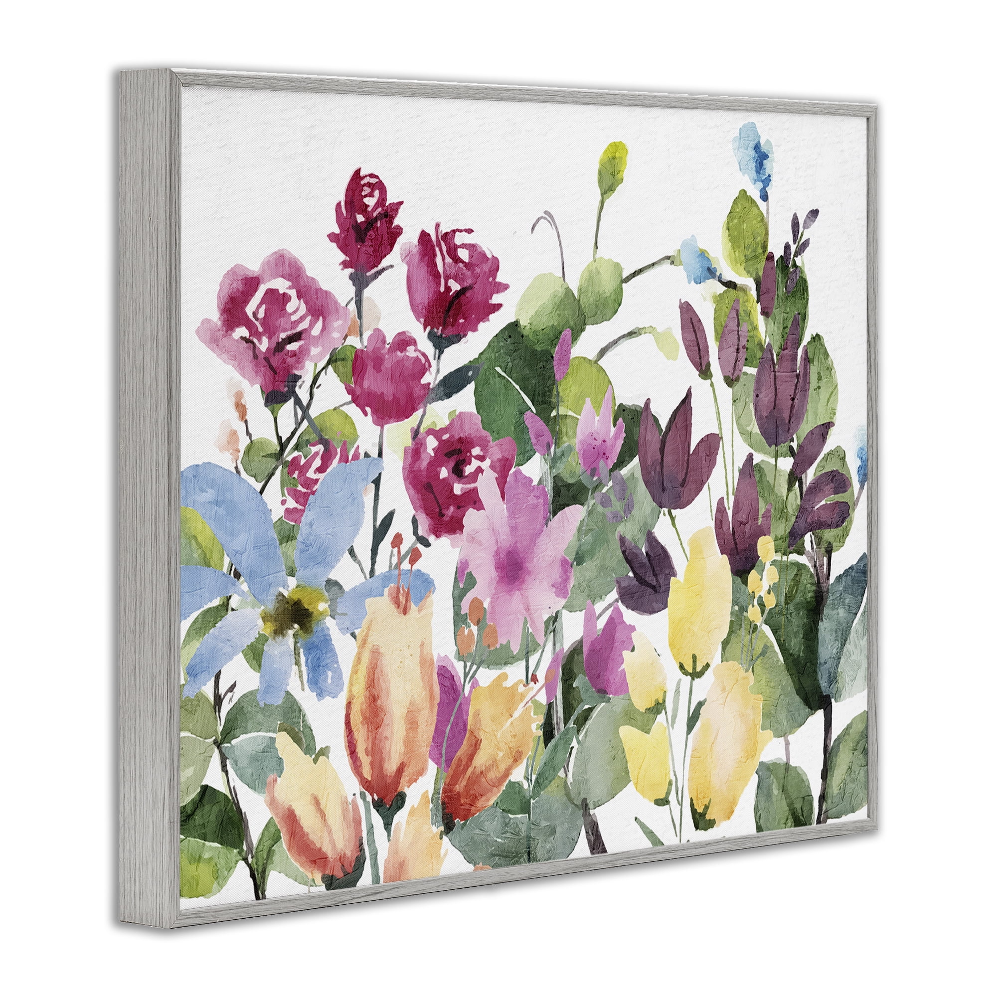 Stupell Industries Floral Blooming Colors Botanical & Floral Painting Gray Framed Art Print Wall Art, 30 x 24