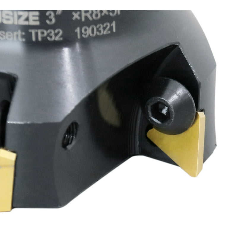 Accusize 2'' Carbide Indexable End Mill, R8 Shank, With 3 Pc Tpg 322 Inserts 0046 0916