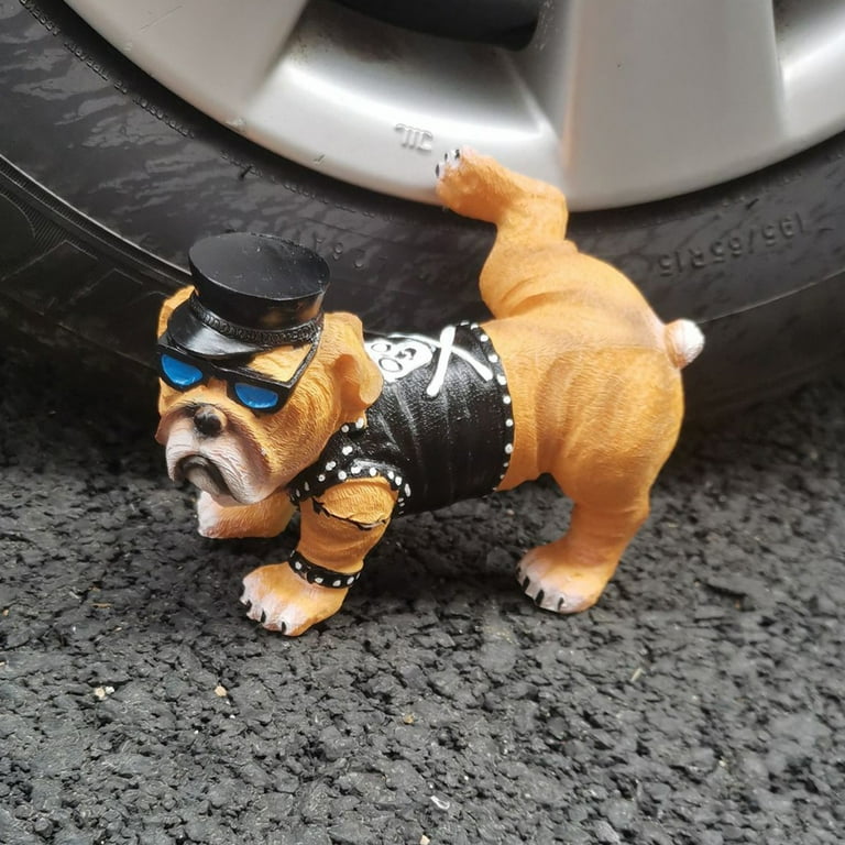 Sunisery Resin Dog Funny Peeing Statue Tough Guy Biker Unique