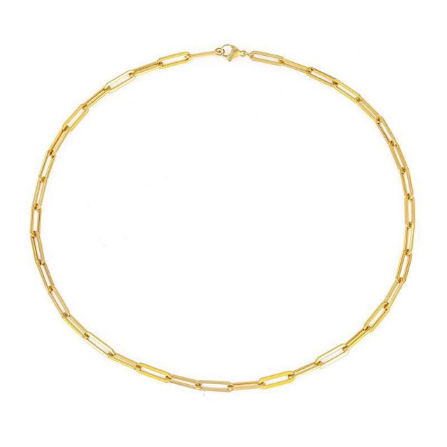 Cadena de acero inoxidable para damas sin colgante con cadena de eslabones gruesos, collar largo, joyería