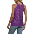 thumbnail image 5 of Sequin Tank Tops for Women Satin Silk Backless Sleeveless Camisole Party Club Sexy Going Out Top Glitter Club Outfits Ruched Flowy Shiny Party Concert Tunics Tops, 5 of 7