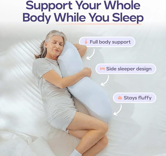 TripleHBB Pea Pod Body Pillow for Side Sleeper,S Shaped Full Body Support Cooling Pillow for Adults,Long Bolster Hug Pillow with Cooling Fabric,Soft Ergonomic Pillow for Back,Hip & Leg Support