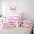 thumbnail image 6 of Homewish Boys Girls Kawaii Pink Bow Knot Twin Bedding Sets 7-Piece,Geometric Plaid Grid Bedding Comforter Set Microfiber,Love Heart Print Breathable Sheet Sets,Microfiber Bedroom Decor, 6 of 8