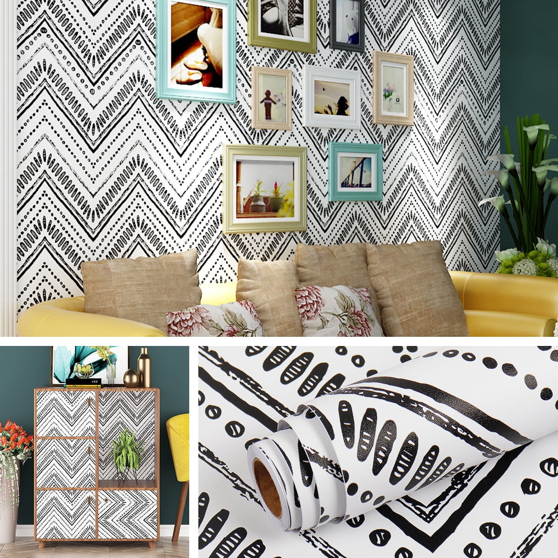 Buy Geometric Lines Chevron Pattern NonPVC SelfAdhesive Peel  Stick  Vinyl Wallpaper Roll Cover 36 sqft Area Online in India at Best Price   Modern WallPaper  Wall Arts  Home Decor 