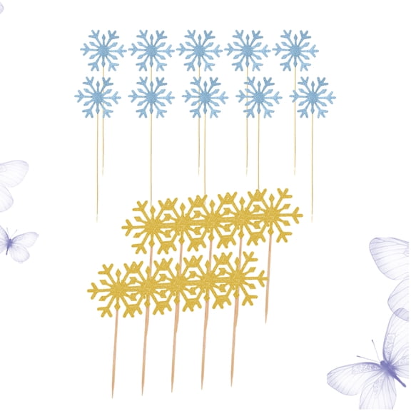 HOMEMAXS Snowflake Shaped Cake Toppers Paper Decoration for Party Assorted Color Safe for Cake Use 20 Pieces