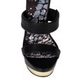 thumbnail image 4 of Qupid BB88 Women Leatherette Metallic Embellished Open Toe Platform Stiletto Sandal Heel, 4 of 6