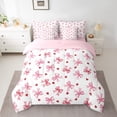 thumbnail image 2 of Manfei Polka Dots Bow Knot Twin Bedding Sets 7-Piece, Red Love Heart Print Bedding Comforter Set, White Pink Girl Sheet Sets, Lightweight Bedroom Decor, 2 of 8
