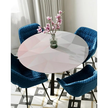 

Round Fitted Tablecloth Geometric Pink Gray Gradient Triangle Elastic Edged Table Cover Protector Cloth Waterproof Rectangle 50 -54