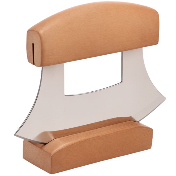 Wekvgz Pizza Cutter Rocker With Base for Herbs Salads Rust Resistant Arc Shape Veggies Rocker Multipurpose Ergonomic Handle Pizza Chopper Rocker for Kitchen