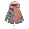 thumbnail image 4 of Puffer Jacket Sevevn Women's Winter Thicken Hooded Sherpa Lined Parka Military Anorak Jacket Warm Short Cotton Coats for Women, 4 of 5