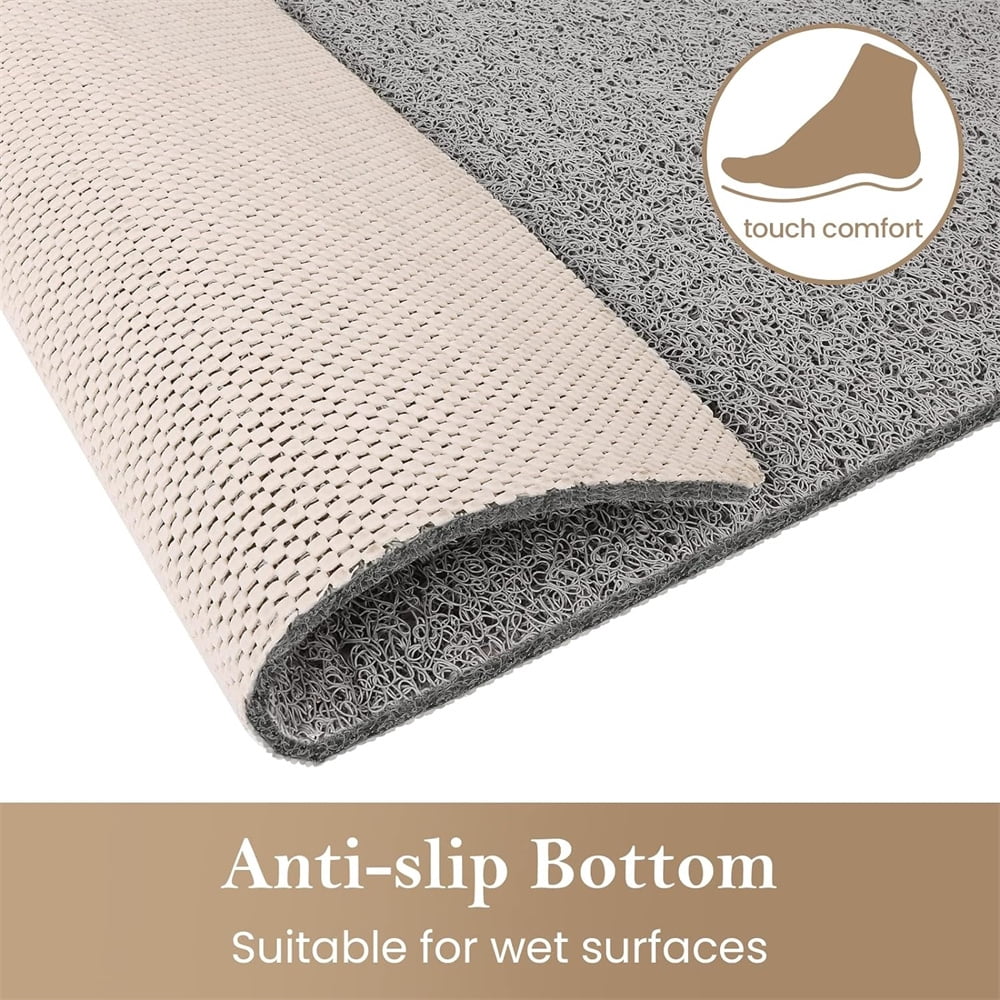 Topboutique Shower/Bathtub Mat,Soft Tub Mat,Anti Slip Showers Mats for Elderly,Quick Drying PVC Loofah Bathmat with Drain,Textured Bath for Tub,Bathroom,24x16 in,Gray