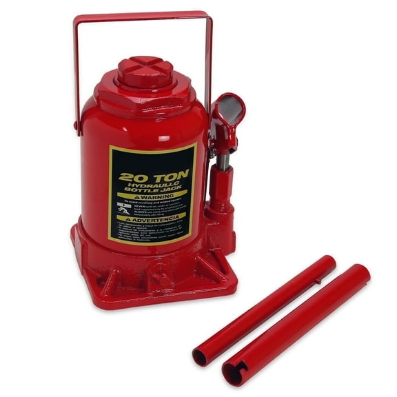 Stark USA 20 Ton (44,000LB) Low Profile Hydraulic Welded Bottle Jack, Red