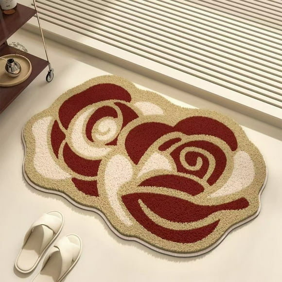 onlyliua Todays Daily Deals Imitation Cashmeres Carpet Home Noni Slip Wear Resistants Floor Mat Bedroom Bedside Mat Bathroom Door Mat Valentine's Day Rose Floor Mat