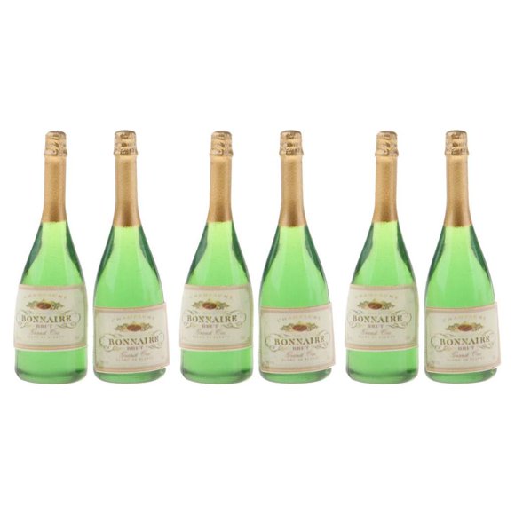 3x 2 Pieces 1:12 Green Wine Champagne Beer Bottles Home Decoration Dollhouse Furniture DIY Ornament Kit Miniature Toy Accessories Paly for Toddl
