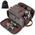 thumbnail image 1 of Bolsa de aseo de cuero resistente al agua para hombres Bolsa de lavado de viaje grande Kit de afeitado Dopp Baño Gimnasio Artículos de tocador Organizador de maquillaje con secado húmedo gratis, kaili Sencillez, 1 of 4