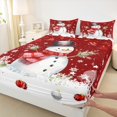 thumbnail image 3 of Homewish Kawaii Red Snowman 3pcs Twin Sheet Sets for Teens Boys Girls,Merry Christmas Twin Fitted Sheet,Xmas Snowflake Breathable Flat Sheet,Super Cozy Room Decor, 3 of 7