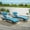Light Blue, variant on Modern 76" Outdoor PE Rattan Reclining Chair Set, Lounge Chair Recliner up to 150°, for Beach, Poolside, Garden, Set of 2, Brown Frame, 6 Available Color Cushion