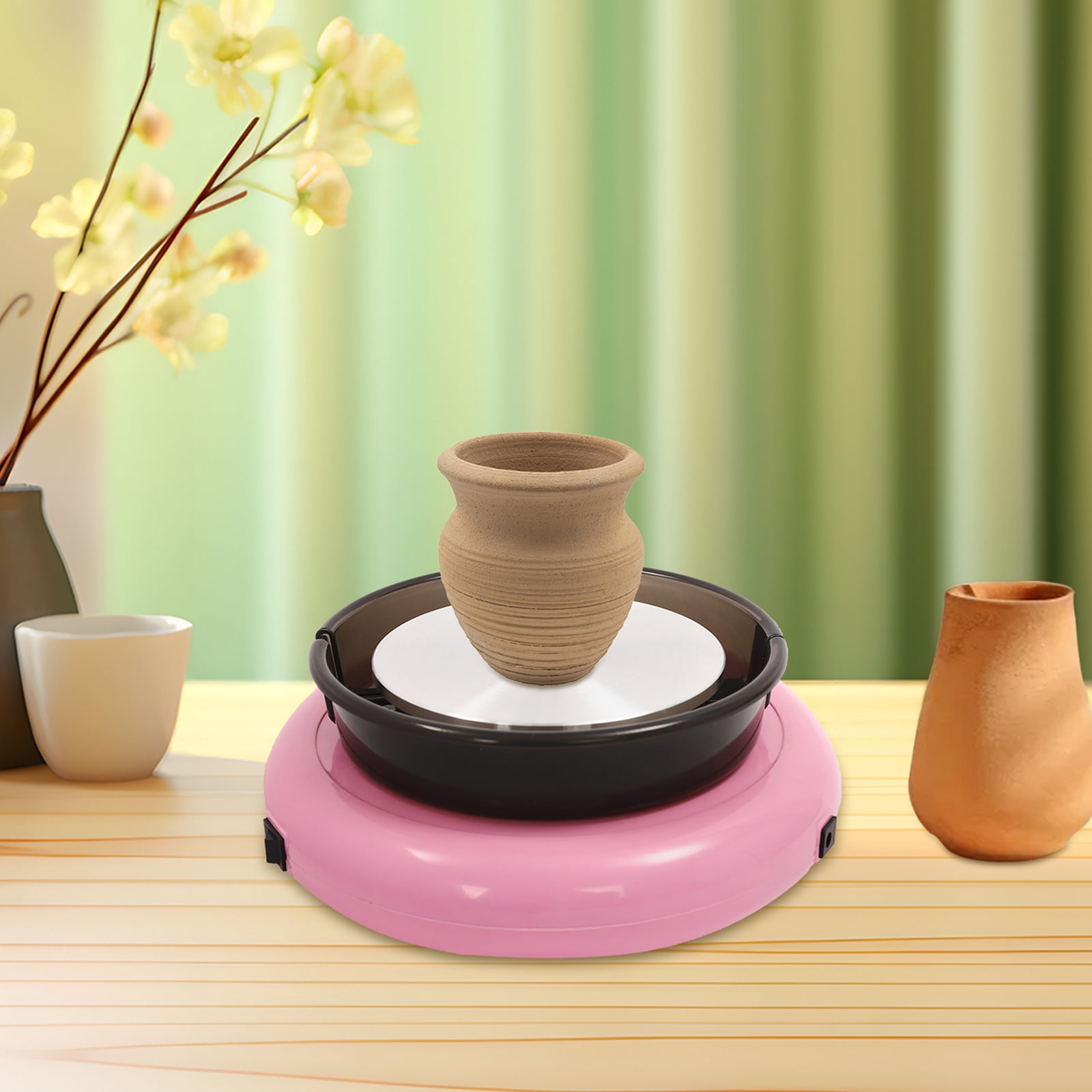 Fichiouy 60W Pottery Wheel Ceramic Wheel Forming Machine Adjustable Speed Clay Tools for DIY