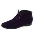 thumbnail image 2 of YDN Women Classic Low Heel Pointed Toe Lace Up Chukka Ankle Boots Fall Winter Flat Booties Casual Daily Dress Shoes Size 8 Purple, 2 of 4
