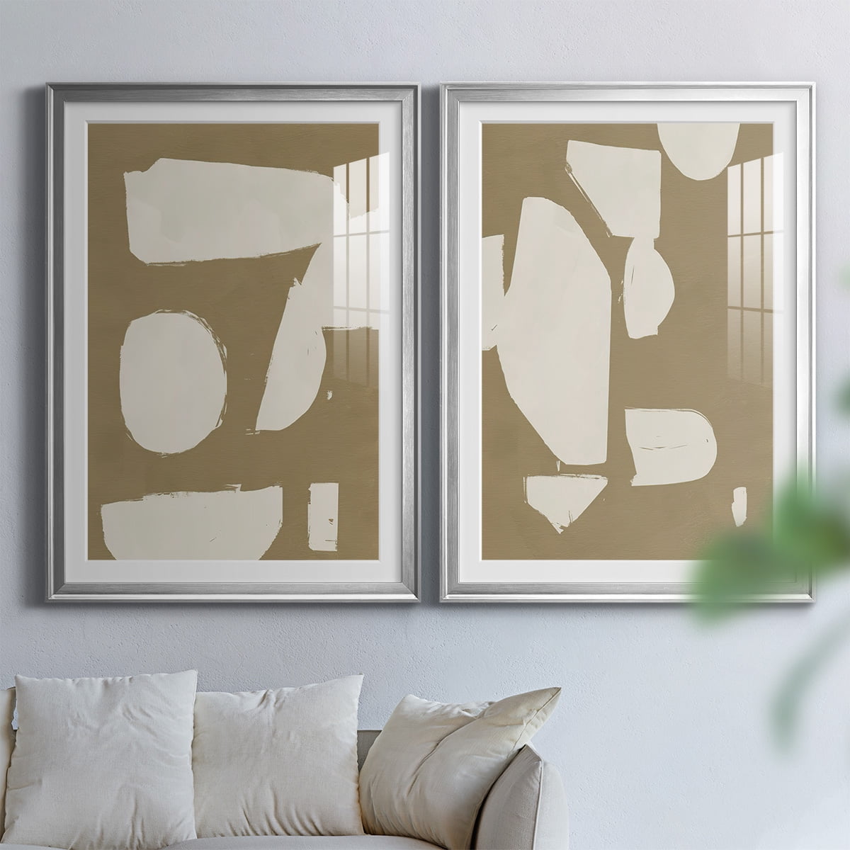Wexford Home Chunky Abstract I Premium Framed Print, 22.5" x 30.5" - Ready to Hang, Silver (Set of 2)