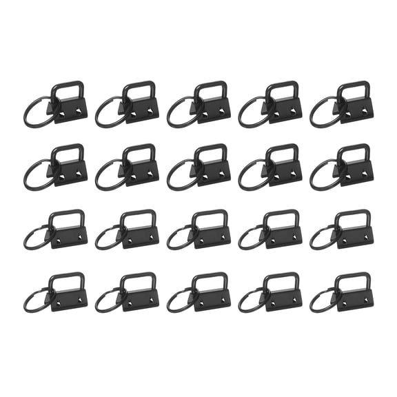 Uxcell 20 Pcs Key Fob Hardware, 0.8/1in 20/26mm Wristlet Clasp Sets with Key Rings for Keychain Making Supplies Lanyards Bag DIY Crafts, Glossy Black