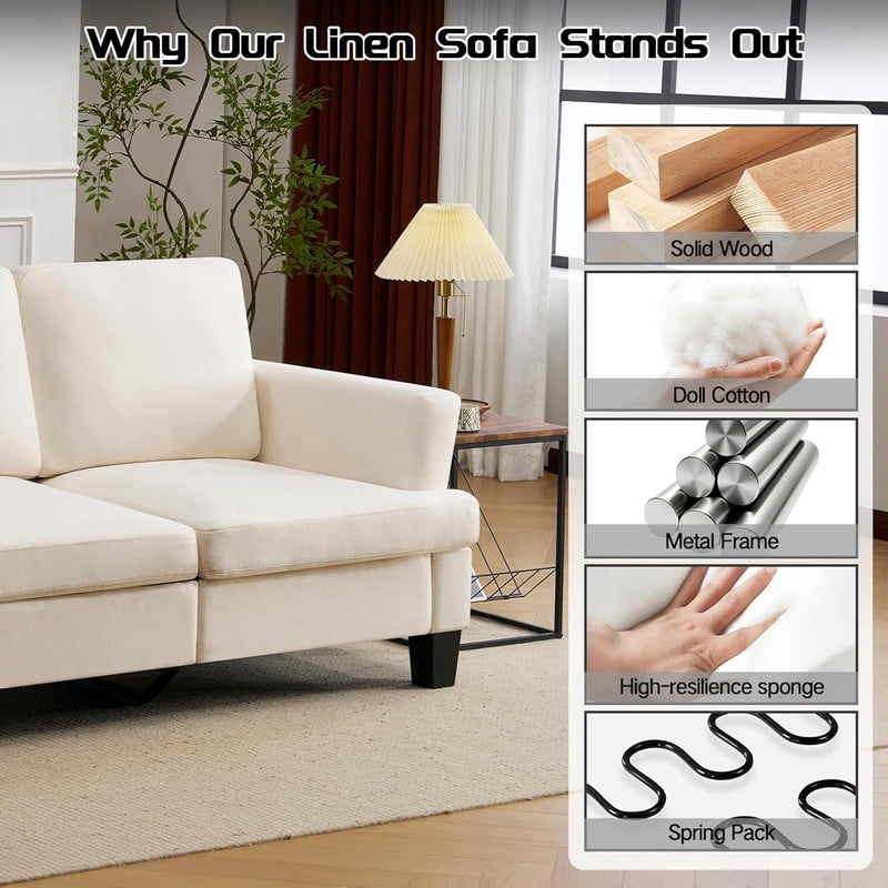 84" Modern 3-Seater Sofa, Upholstered Couch with Washable Covers and 25.6'' Deep Seat, Comfy Sofa Couch for Living Room, Bedroom, Apartment, Office