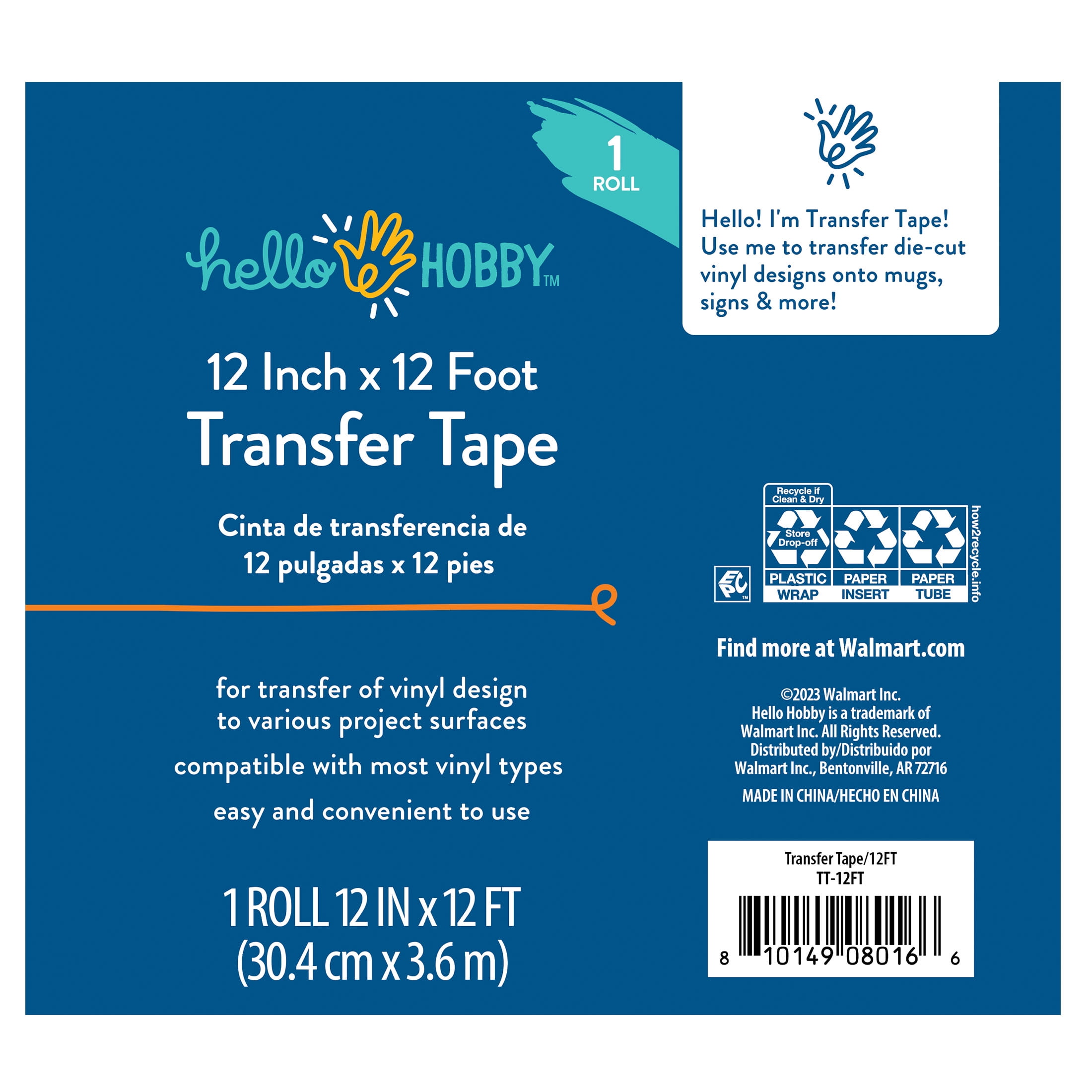(3 pack) Hello Hobby 12" x 12' Clear Transfer Tape Roll