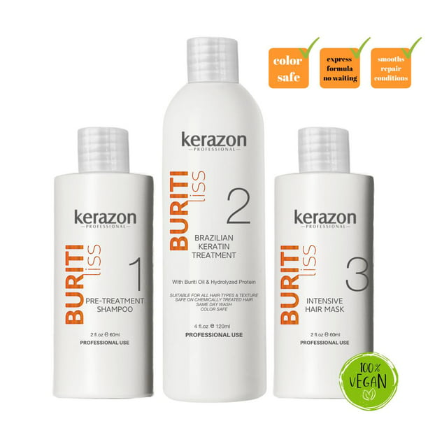 Clarifying Brazilian Keratin Treatment and Intensive Hair Mask KIT Tratamiento de Keratina Alisado 120ml KERAZON -